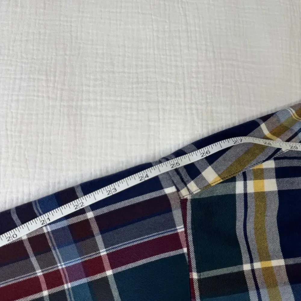 Viyella Plaid Button Down Shirt Blue Burgundy Men’s XL Cotton Wool Casual Preppy - Picture 11 of 14